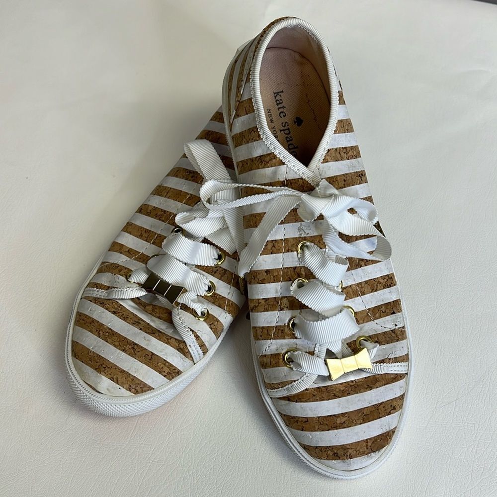 Kate Spade New York Lodero Women's White Striped Cork Sneaker/ Size 7M - Picture 6 of 12